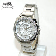 Coach Mini Boyfriend Diamonds Silver Dial Silver Steel Strap Watch for Women - 14501699