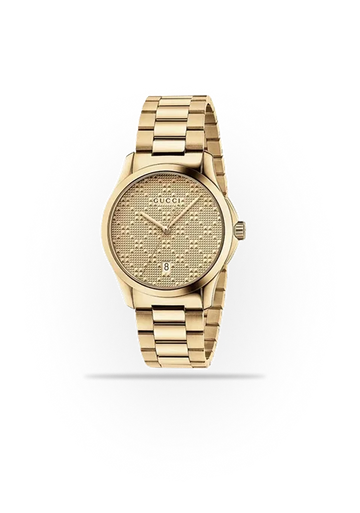 Gucci G Timeless Gold Dial Gold Steel Strap Watch For Women - YA126553