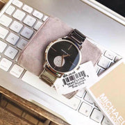 Michael Kors Portia Black Dial Silver Steel Strap Watch for Women - MK3638