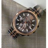Michael Kors Lexington Chronograph Black Dial Two Tone Steel Strap Watch for Men - MK8561