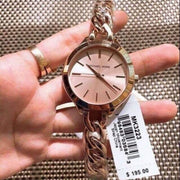 Michael Kors Slim Runway Rose Gold Dial Rose Gold Steel Strap Watch for Women - MK3223