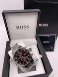 Hugo Boss Aeroliner Chronograph Black Dial Silver Steel Strap Watch for Men - 1513181
