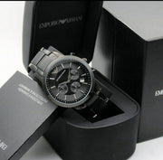 Emporio Armani Classic Chronograph Black Dial Black Steel Strap Watch For Men - AR2453