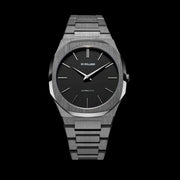 D1 Milano Ultra Thin Re-Gun Black Dial Gray Steel Strap Watch for Men - D1-UTBJ41