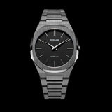 D1 Milano Ultra Thin Re-Gun Black Dial Gray Steel Strap Watch for Men - D1-UTBJ41