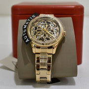 Fossil Rye Automatic Skeleton Gold Dial Gold Steel Strap Watch for Women - BQ3755