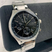 Hugo Boss Grand Prix Chronograph Black Dial Silver Steel Strap Watch for Men - 1513477