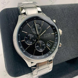 Hugo Boss Grand Prix Chronograph Black Dial Silver Steel Strap Watch for Men - 1513477