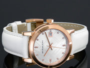 Burberry The City Diamonds White Dial White Leather Strap Watch for Women - BU9130