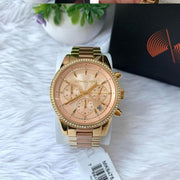 Michael Kors Ritz Chronograph Rose Dial Two Tone Steel Strap Watch for Women - MK6475