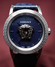 Versace Palazzo Empire Blue Dial Blue Leather Strap Watch for Men - VERD00118