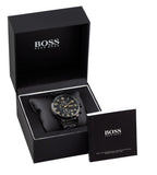 Hugo Boss Aeroliner Chronograph Black Dial Black Steel Strap Watch for Men - 1513275