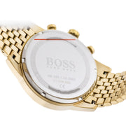 Hugo Boss Navigator Chronograph Black Dial Gold Steel Strap Watch for Men - 1513531