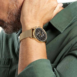 Hugo Boss Skymaster Chronograph Black Dial Gold Mesh Bracelet Watch for Men - 1513838