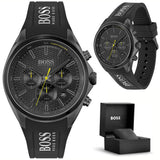 Hugo Boss Distinct Chronograph Black Dial Black Silicone Strap Watch for Men - 1513859