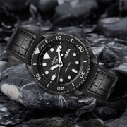 Seiko 5 Sport Automatic Black Dial Black Silicone Strap Watch For Men - SRPD65K3