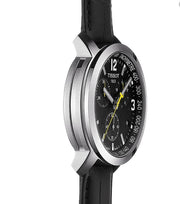 Tissot PRC 200 Chronograph Black Dial Black Leather Strap Watch For Men - T055.417.16.057.00