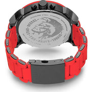 Diesel Mr Daddy 2.0 Chronograph Black Dial Red Silicone Strap Watch For Men - DZ7370