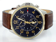 Tommy Hilfiger Dean Multifunctional Blue Dial Brown Leather Strap Watch for Men - 1791275