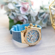 Guess Fusion Chronograph Blue Dial Blue Leather Strap Watch For Women - GW0553L3