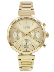 Hugo Boss Flawless Chronograph Gold Dial Gold Steel Strap Watch for Women - 1502532