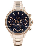 Hugo Boss Hera Chronograph Blue Dial Gold Steel Strap Watch for Women - 1502566