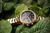Hugo Boss Hera Chronograph Blue Dial Gold Steel Strap Watch for Women - 1502566