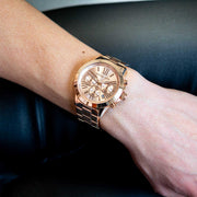 Michael Kors Runway Chronograph Rose Gold Dial Rose Gold Steel Strap Watch For Women - MK5778