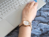Versace Meander White Dial Rose Gold Mesh Bracelet Watch for Women - VELW00620