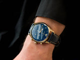 Emporio Armani Chronograph Midnight Blue Dial Blue Leather Strap Watch For Men - AR1862