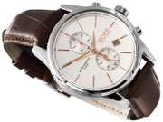 Hugo Boss Jet Chronograph Silver Dial Brown Leather Strap Watch for Men - 1513280