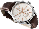 Hugo Boss Jet Chronograph Silver Dial Brown Leather Strap Watch for Men - 1513280