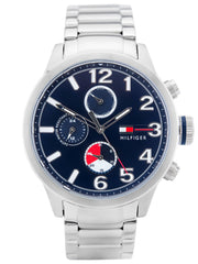 Tommy Hilfiger Jackson Chronograph Blue Dial Silver Steel Strap Watch for Men - 1791242