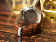 Versace Casual Chronograph Blue Dial Brown Leather Strap Watch for Men - VERG002-18