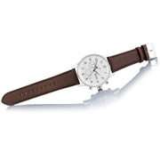 Hugo Boss Navigator Chronograph White Dial Brown Leather Strap Watch for Men - 1513495