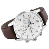 Hugo Boss Navigator Chronograph White Dial Brown Leather Strap Watch for Men - 1513495