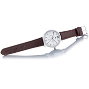Tommy Hilfiger Damon Quartz White Dial Brown Leather Strap Watch for Men - 1791418