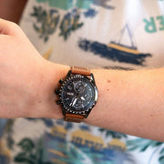 Hugo Boss Pilot Chronograph Black Dial Brown Leather Strap Watch for Men - 1513851