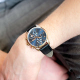 Hugo Boss Skymaster Chronograph Blue Dial Black Leather Strap Watch for Men - 1513783