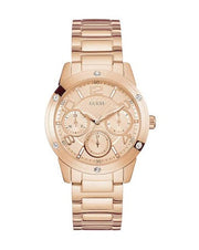 Guess Studio Rose Gold Dial Rose Gold Steel Strap Watch For Women - W0778L3