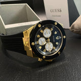 Guess Poseidon Chronograph Black Dial Black Rubber Strap Watch for Men - GW0057G1