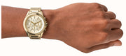 Armani Exchange Drexler Chronograph Gold Dial Gold Steel Strap Watch For Men - AX2602
