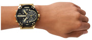 Diesel Mr Daddy 2.0 Chronograph Black Dial Gold Steel Strap Watch For Men - DZ7333