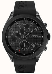 Hugo Boss Velocity Chronograph Black Dial Black Rubber Strap Watch for Men - 1513720