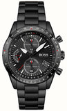Hugo Boss Aero Chronograph Black Dial Black Steel Strap Watch for Men - 1513771