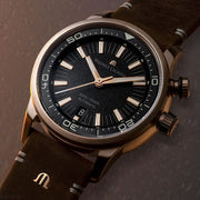 Maurice Lacroix Pontos Diver Limited Edition Black Dial Brown Leather Strap Watch For Men - PT6248-BRZ01-330-3