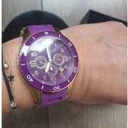 Marc Jacobs Rock Chronograph Purple Dial Purple Silicone Strap Watch for Women - MBM2576