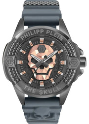 Philipp Plein The Skull Grey Dial Grey Silicone Strap Watch For Men- PWAAA2324