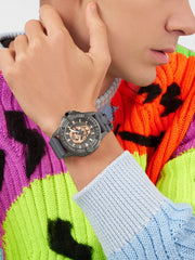 Philipp Plein The Skull Grey Dial Grey Silicone Strap Watch For Men- PWAAA2324