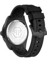 Philipp Plein The $kull Diver Black Dial Black Silicone Strap Watch For Men- PWOAA0922
